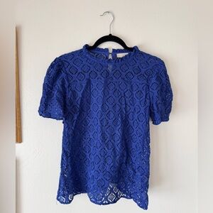 LOFT Royal Blue Lace Blouse
